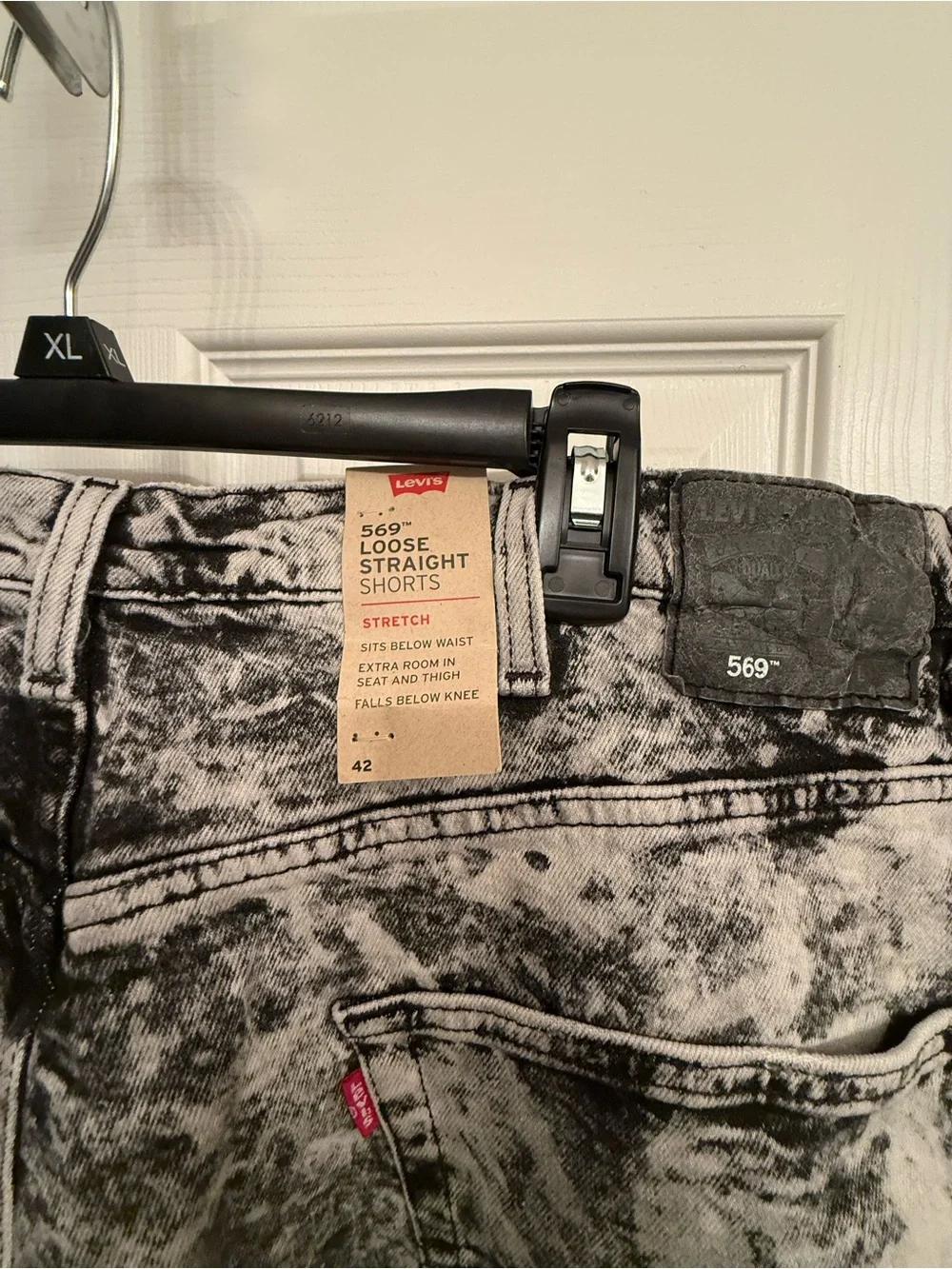 Levi's Black & Gray Acid-Wash Denim Shorts